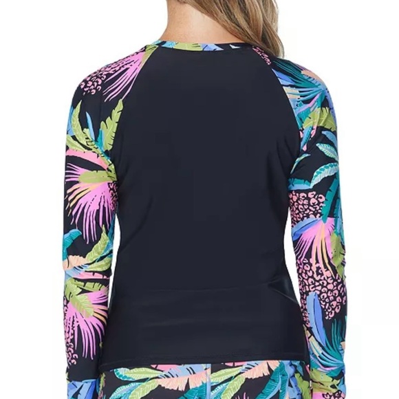 NWT Raisins Juniors' Printed Long-Sleeve Front Zip Rash Guard large - Picture 2 of 2
